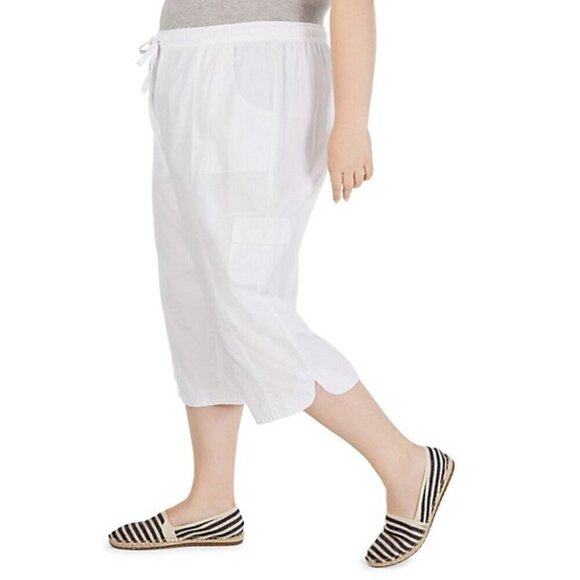 Karen Scott Size Petite XL Emilia Cotton White High-Rise Long Shorts NWOT - Picture 4 of 7